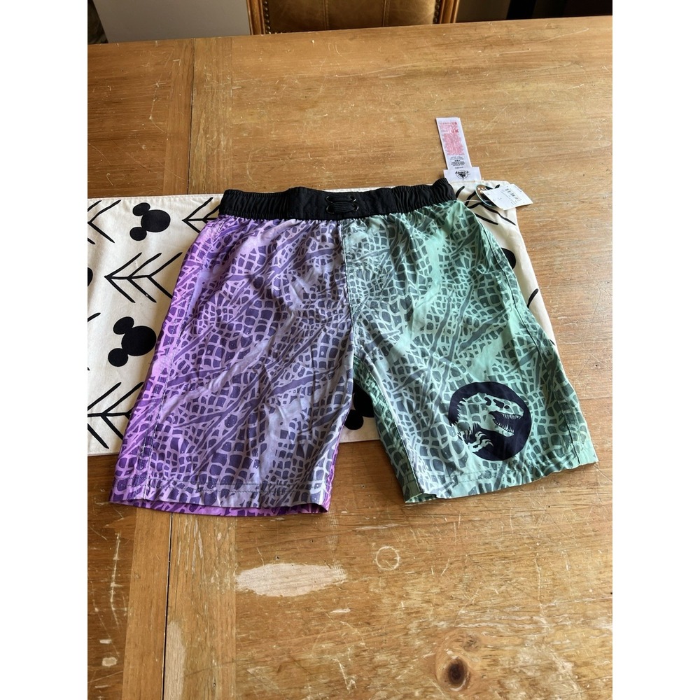 Jurassic Park swim trunks Board Shorts Purple Green Kids Boys Size medium